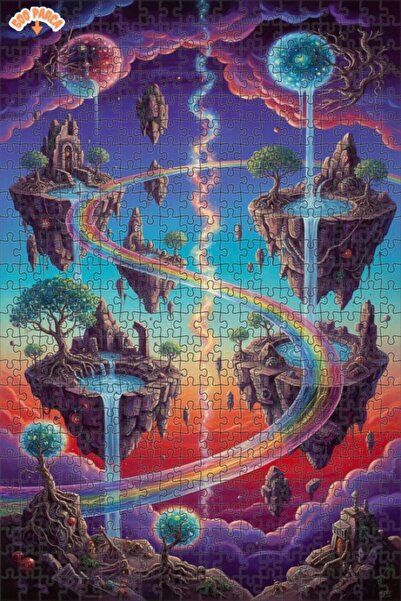 Teona Ahşap لغز خشبي بإطار ذو طابقين بمظهر لوحة زيتية لجنة الجنة السماوية 500...