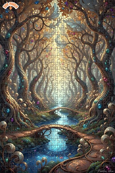 Teona Ahşap لغز خشبي مؤطر بطبقتين من ماسالي، بتصميم جسر الغابة الفني، 500 قطع...