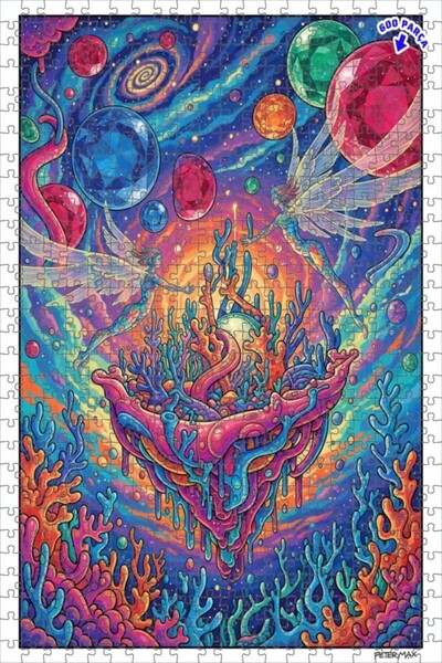 Teona Ahşap Colorful Galaxy Fairies Double Layer Framed Wooden Puzzle 600 Pie...