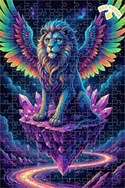Teona Ahşap لغز خشبي على شكل أسد مجنح وجزيرة كريستالية 200 قطعة 25×35