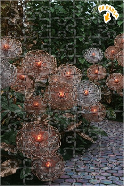 Teona Ahşap لغز خشبي معدني على شكل حديقة زهور مقطوع بالليزر بإطار مزدوج الطبق...