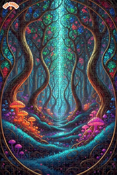 Teona Ahşap لغز خشبي مؤطر بطبقتين بمظهر لوحة زيتية ساحرة للغابة 500 قطعة 50×30