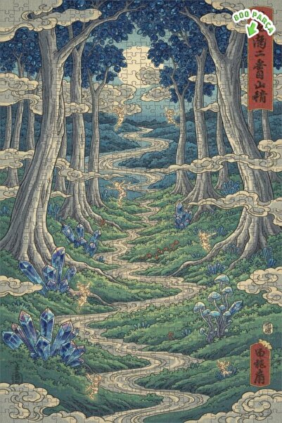 Teona Ahşap لغز خشبي بتصميم غابة سحرية مع تأثيرات كريستالية وزيتية 800 قطعة 7...