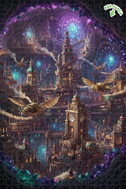 Teona Ahşap لغز خشبي بإطار مزدوج الطبقات من كريستال سيتي ستيمبانك 800 قطعة 70x50