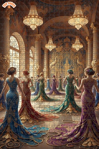 Teona Ahşap Art Nouveau Ballroom Women Double-Decker Framed Wooden Puzzle 500...