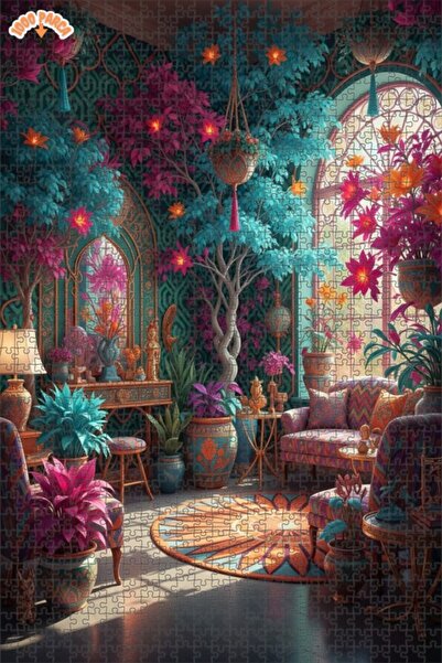 Teona Ahşap لغز خشبي بإطار مزدوج الطبقات بمظهر فني بوهيمي مائي 1000 قطعة 70×50