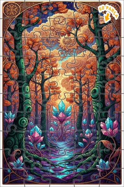 Teona Ahşap لغز خشبي مؤطر بطبقتين من مسار الكريستال الغامض في الغابة 50 قطعة ...