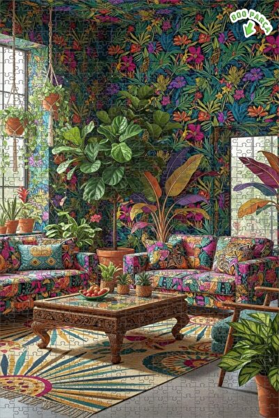 Teona Ahşap لغز خشبي بإطار مزدوج الطبقات بنمط زهور الغابة الاستوائية 800 قطعة...