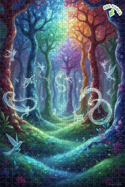 Teona Ahşap لغز خشبي مؤطر بطبقتين من ماركة Magical Forest، بتصميم الطيور المت...