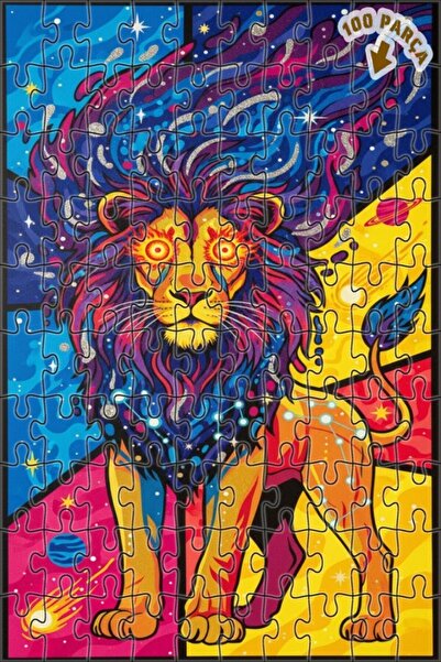 Teona Ahşap Leo Zodiac Galaxy Art Double Layer Framed Wooden Puzzle 100 Piece...