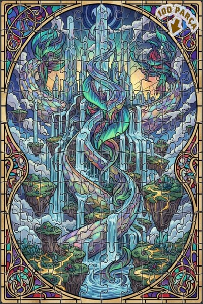 Teona Ahşap لغز خشبي رائع بإطار مزدوج الطبقات على شكل شلال كريستالي 100 قطعة ...