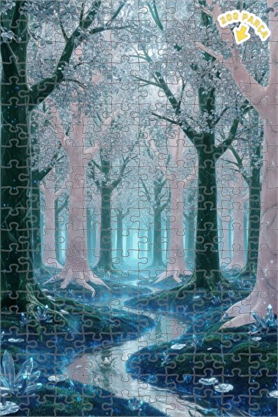 Teona Ahşap لغز خشبي مؤطر بطبقتين من الغابة السحرية الكريستالية 200 قطعة 25x35