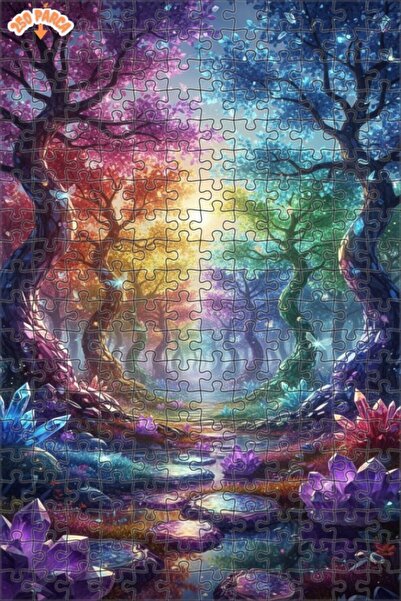 Teona Ahşap غابة قوس قزح، بلورات غامضة، أشجار ملونة، لغز خشبي بإطار مزدوج الط...