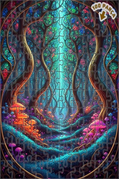 Teona Ahşap لغز خشبي مؤطر بطبقتين بمظهر لوحة زيتية ساحرة للغابة، 100 قطعة، 25×25