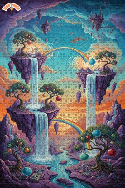 Teona Ahşap لغز فني بتصميم شلالات السماء الخيالية بمظهر اللوحات الزيتية 1000 ...