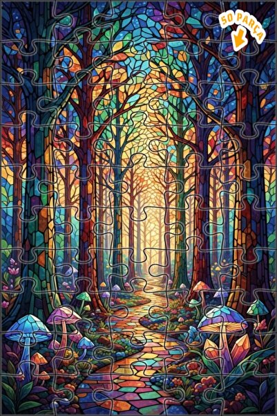 Teona Ahşap لغز خشبي مؤطر بطبقتين من فن الفسيفساء الزجاجية للغابة السحرية 50 ...