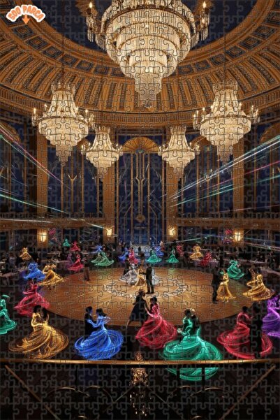 Teona Ahşap لغز خشبي بتصميم زوجين راقصين متألقةين في قاعة الرقص، بمظهر لوحة ز...