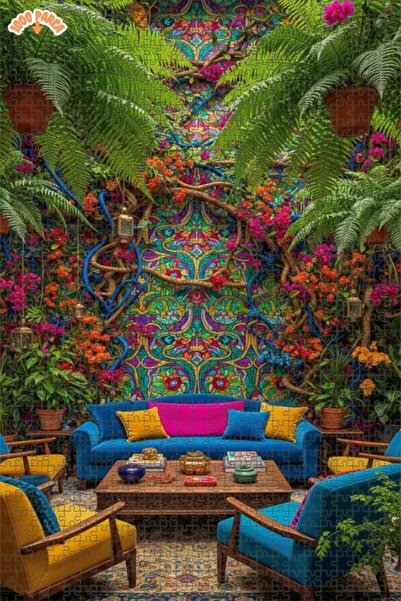 Teona Ahşap لغز خشبي مؤطر ذو طبقتين بنمط الحديقة السحرية 1000 قطعة 70x50