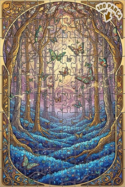 Teona Ahşap لوحة فنية بتأثير الزيت تصور فراشات الغابة السحرية 100 قطعة 25×25