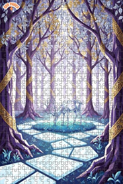 Teona Ahşap لوحة فنية بتأثير الألوان المائية لغابة الغزلان الكريستالية 500 قط...