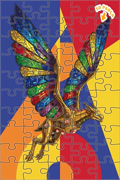 Teona Ahşap لغز خشبي بإطار مزدوج الطبقات على شكل مخلوق ميكانيكي ذهبي 50 قطعة ...