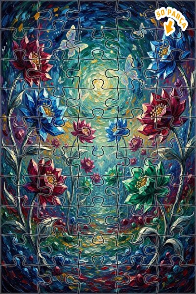 Teona Ahşap لوحة فنية لحديقة الزهور السحرية بمظهر اللوحات الزيتية وفن الفراشا...