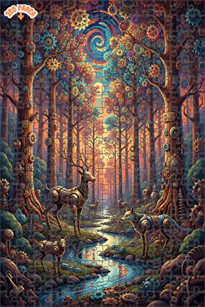 Teona Ahşap لغز خشبي ميكانيكي على شكل غزلان الغابة وذئب ذو طابقين بإطار 250 ق...