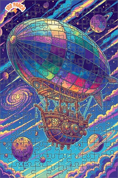 Teona Ahşap لغز خشبي ملون على شكل سفينة فضاء بطبقتين مع إطار 150 قطعة 20×30