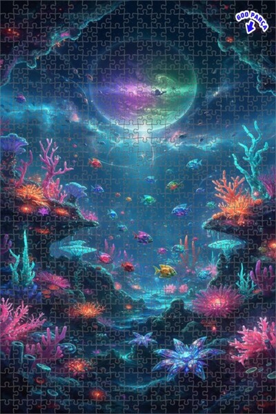 Teona Ahşap لوحة فنية لغز كوكب تحت البحر الرائع 600 قطعة 50x35