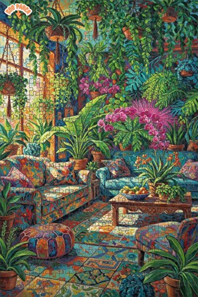 Teona Ahşap لغز خشبي مؤطر بطبقتين بمظهر لوحة زيتية لحديقة الأوركيد البوهيمية ...