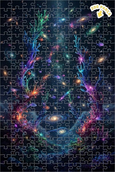 Teona Ahşap Galaxy Mercans Double Layer Framed Wooden Puzzle 200 Pieces 25X35