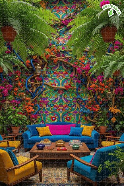 Teona Ahşap لغز خشبي مؤطر ذو طبقتين بنمط الحديقة السحرية 800 قطعة 70x50