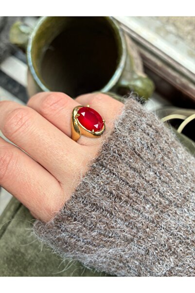 Miltonia Antique Brass Zircon Stone Ring Red