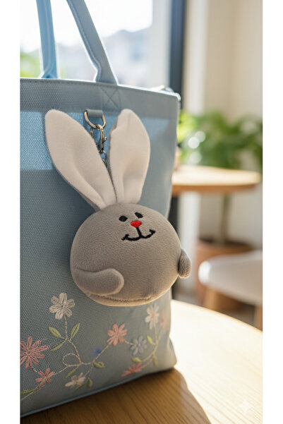 Şirin Uzun Kulaklı Peluş Tavşan Anahtarlık - Yumuşak Dokulu Çanta Aksesuarı