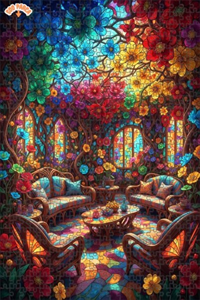 Teona Ahşap لوحة زيتية لصالة الحديقة بلون أزرق فاتح، 500 قطعة، 50×30