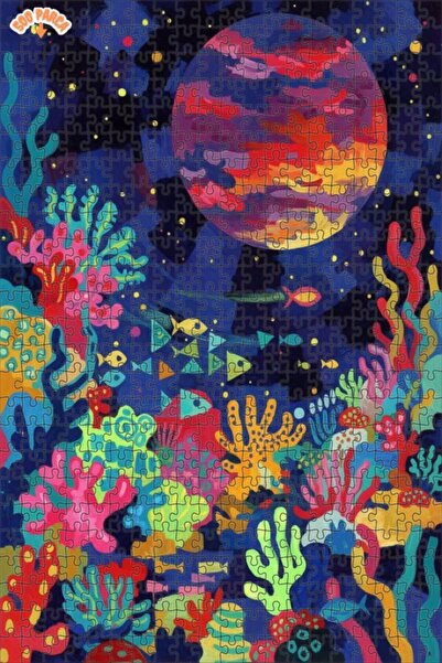 Teona Ahşap لغز خشبي بإطار مزدوج الطبقات بمظهر لوحة زيتية ملونة لعالم تحت الب...