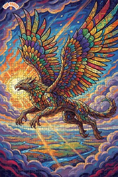 Teona Ahşap لغز خشبي مؤطر بطبقتين من فن الجريفون ذو الأجنحة الفخمة 500 قطعة 5...