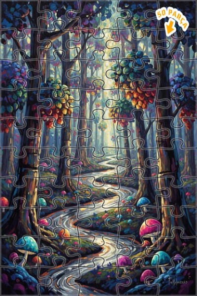 Teona Ahşap لوحة زيتية ملونة لمشهد طريق الغابة 50 قطعة 15×25