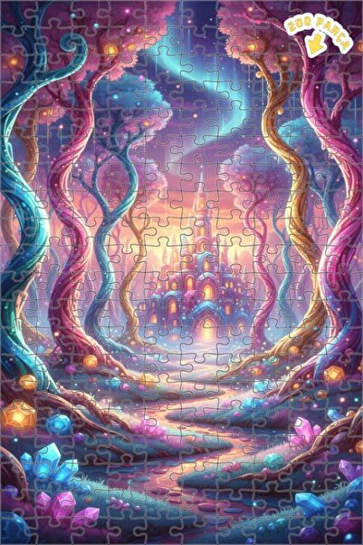 Teona Ahşap لغز خشبي مؤطر بطبقتين من مملكة الخيال القلعة السحرية 200 قطعة 25×35