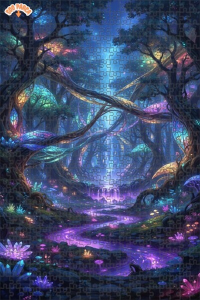 Teona Ahşap لغز خشبي مؤطر بطبقتين بمظهر شلال الغابة السحرية بألوان مائية 500 ...