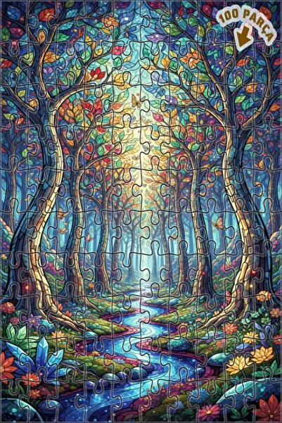 Teona Ahşap لغز خشبي فني من الفسيفساء الزجاجية من ماجيكال فورست ري، لغز خشبي ...