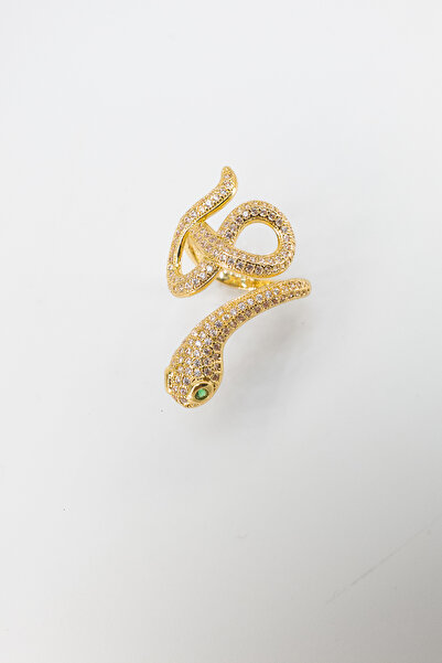 Stella Fortis خاتم نسائي حلزوني على شكل ثعبان - مرصع بحجر الزركون |   الفولاذ...