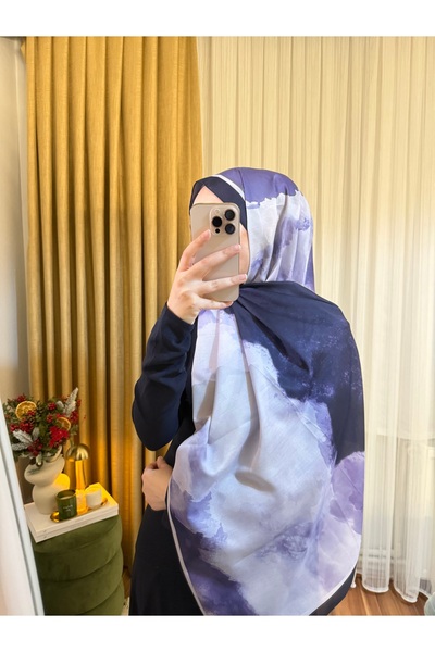 Püsküldükkan Batik Desenli Pamuk Soft Şal-Lacivert