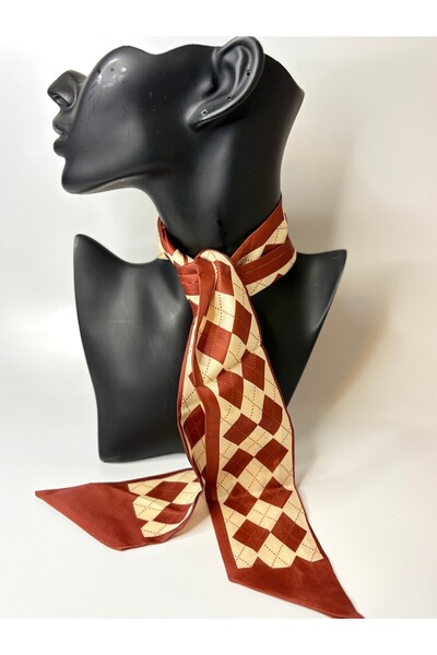 BHR AKSESUAR وشاح رفيع منقوش، شريط (6×85 سم)