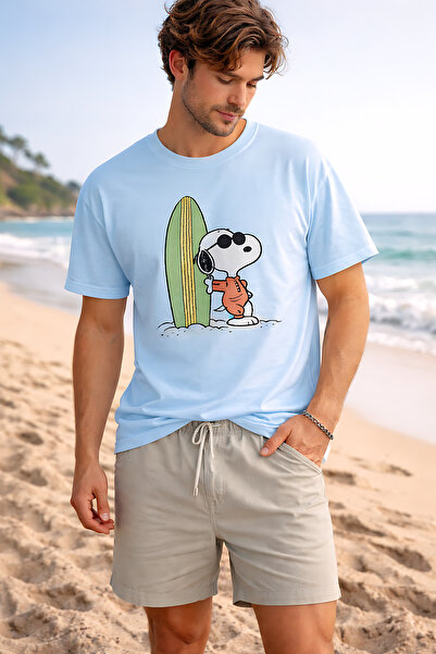ArtYus Snoopy Skiing Printed Cotton Relaxed Fit Round Neck Unisex T-Shirt