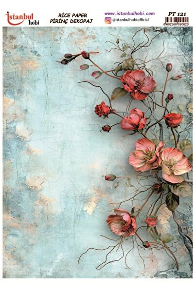 İstanbul Hobi Pirinç Dekopaj Kağıdı 30x42cm PT-121 Çiçek