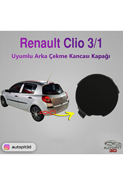 AutoPit 3D RENAULT CLIO 3/1 (2005-2009) UYUMLU ARKA TAMPON ÇEKİ DEMİRİ KAPAĞI