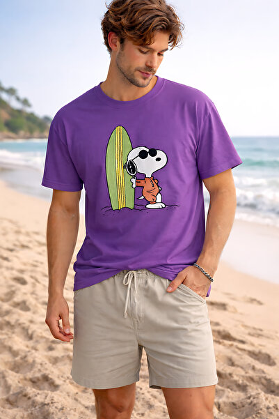 ArtYus Snoopy Skiing Printed Cotton Relaxed Fit Round Neck Unisex T-Shirt
