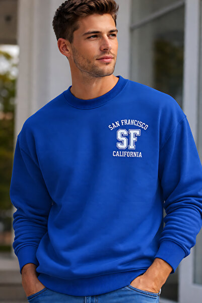 ArtYus San Francisco Printed Relaxed Fit Fleece-Lined 3 Thread Crew Neck Unis...