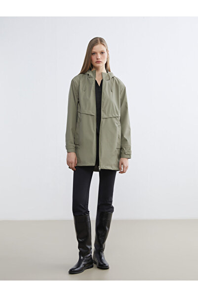 LC Waikiki Hooded Women's Leather-Look Raincoat